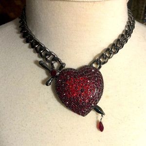 Betsey Johnson Heart and Dagger Necklace NWT